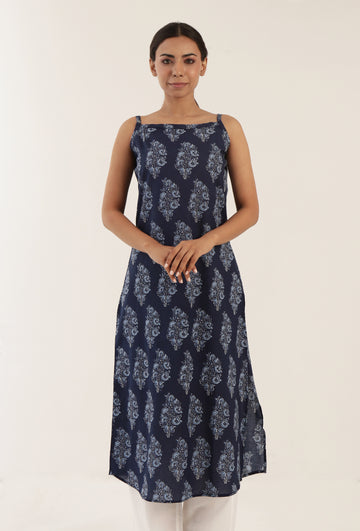 Handblock printed cotton slip for women